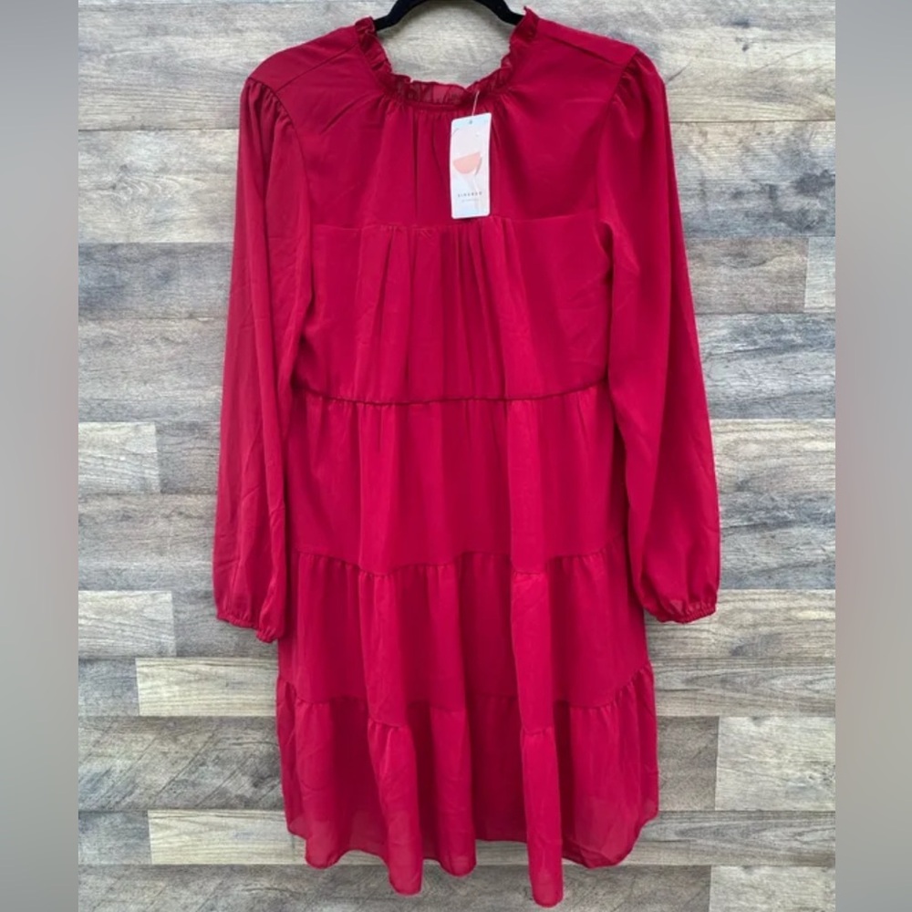 🎁 NWT Kirundo Size Small Red/Burgundy Baby Doll Dress